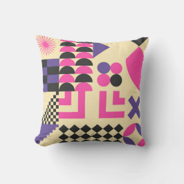 抽象芸術カラフル幾何形状パターンバイオレット クッション