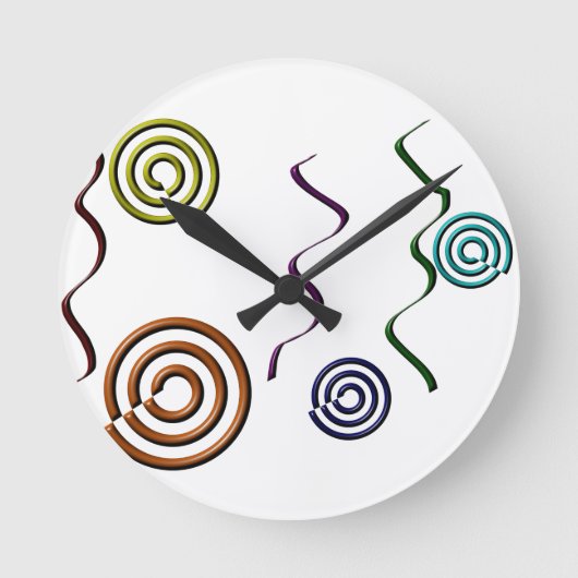 抽象芸術カラフル形状 ラウンド壁時計 (正面)