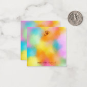 抽象芸術カラフル手書きモノグラムテンプレート ノートカード (正面/裏面インサイチュ)