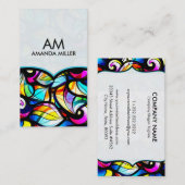 抽象芸術カラフル旋回ステンドグラステンプレート2 名刺 (正面/裏面)