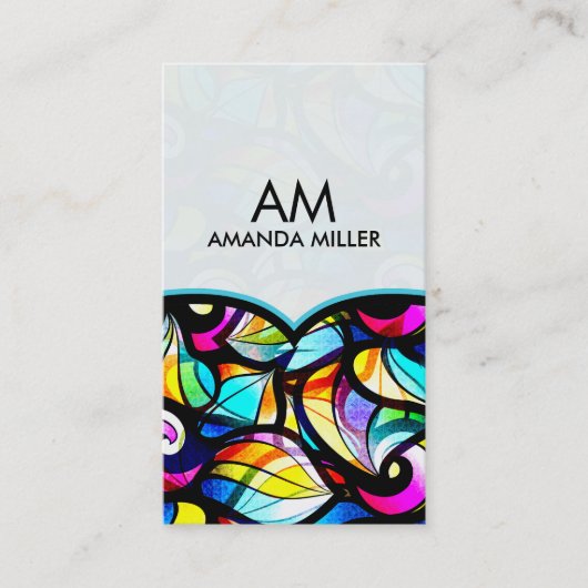 抽象芸術カラフル旋回ステンドグラステンプレート2 名刺 (正面)