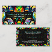 抽象芸術カラフル旋回ステンドグラス外観2a 名刺 (正面/裏面)