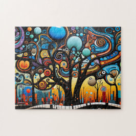 抽象芸術カラフル旋回ツリーの風景自然 ジグソーパズル