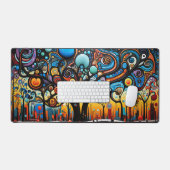 抽象芸術カラフル旋回ツリーの風景自然 デスクマット (キーボード&マウス)