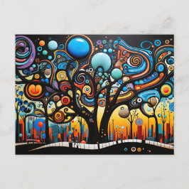 抽象芸術カラフル旋回ツリーの風景自然 ポストカード