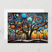 抽象芸術カラフル旋回ツリーの風景自然 ポストカード (正面/裏面)