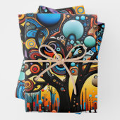 抽象芸術カラフル旋回ツリーの風景自然 ラッピングペーパーシート (インサイチュ)