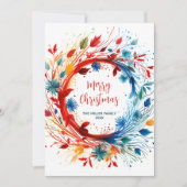抽象芸術カラフル植物性クリスマスリース シーズンカード (正面)