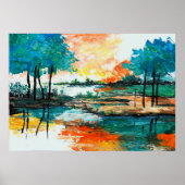 抽象芸術カラフル横絵を描景 ポスター (正面)