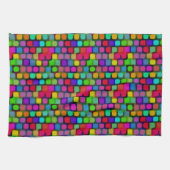 抽象芸術カラフル正方形パターン キッチンタオル (横)