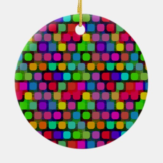 抽象芸術カラフル正方形パターン セラミックオーナメント (裏面)