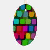 抽象芸術カラフル正方形パターン セラミックオーナメント (右)