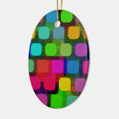 抽象芸術カラフル正方形パターン セラミックオーナメント (左)