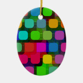 抽象芸術カラフル正方形パターン セラミックオーナメント (正面)