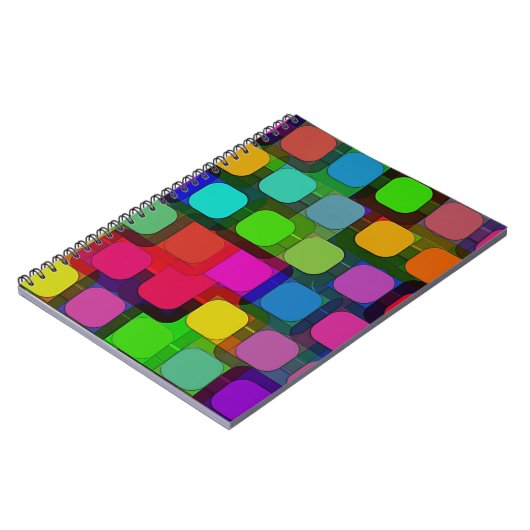 抽象芸術カラフル正方形パターン ノートブック (左側)