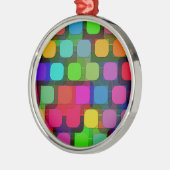 抽象芸術カラフル正方形パターン メタルオーナメント (左)