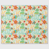 抽象芸術カラフル水中競技ライフカートゥーンスタイル ラッピングペーパー (フラット)