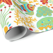 抽象芸術カラフル水中競技ライフカートゥーンスタイル ラッピングペーパー (ロールコーナー)