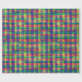 抽象芸術カラフル水彩格子模様 ラッピングペーパー (フラット)