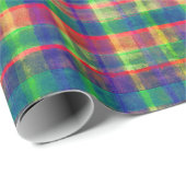 抽象芸術カラフル水彩格子模様 ラッピングペーパー (ロールコーナー)