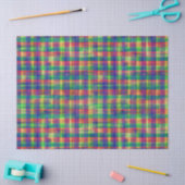 抽象芸術カラフル水彩格子模様 薄葉紙 (クラフト)