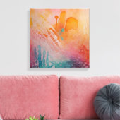 抽象芸術カラフル水彩画 キャンバスプリント (インサイチュ (リビング))