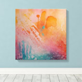 抽象芸術カラフル水彩画 キャンバスプリント (インサイチュ (ウッドフロア))