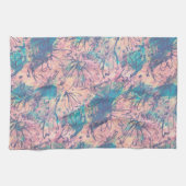 抽象芸術カラフル水彩花模様 キッチンタオル (横)