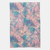 抽象芸術カラフル水彩花模様 キッチンタオル (縦)