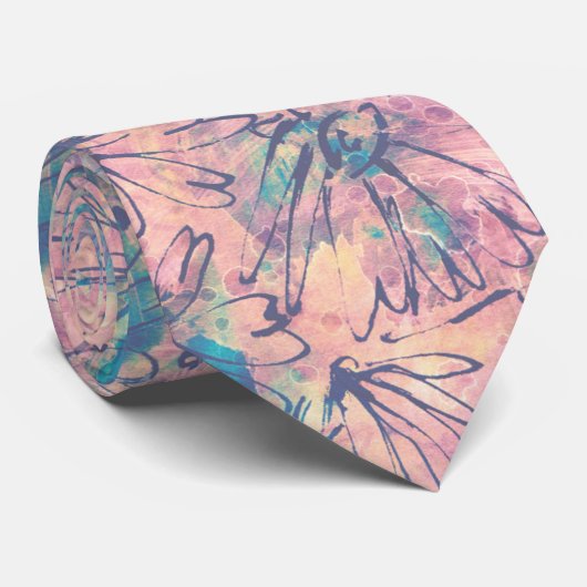 抽象芸術カラフル水彩花模様 ネクタイ (ロール)