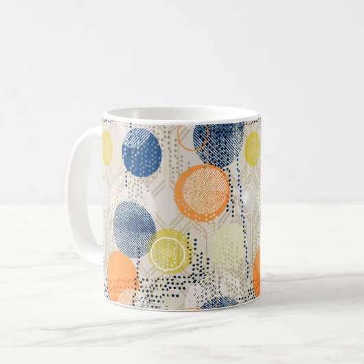 抽象芸術カラフル水玉模様 コーヒーマグカップ (正面左)