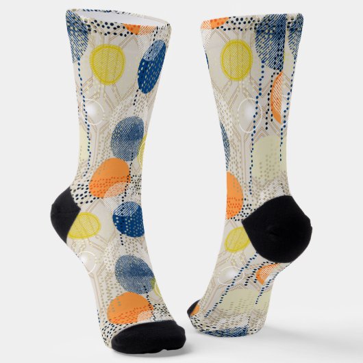 抽象芸術カラフル水玉模様 ソックス (傾斜あり)