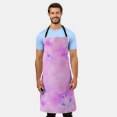 抽象芸術カラフル水色デジタルア絵画ート エプロン (着用した状態)