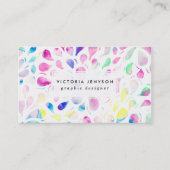 抽象芸術カラフル水色滴パターン 名刺 (正面)