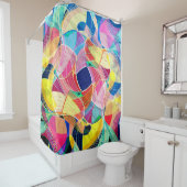 抽象芸術カラフル水色、ファンタスティック背景 シャワーカーテン (インサイチュ)