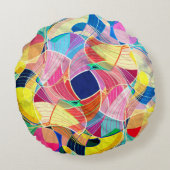 抽象芸術カラフル水色、ファンタスティック背景 ラウンドクッション (裏面)