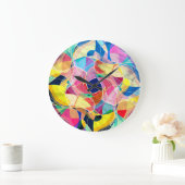 抽象芸術カラフル水色、ファンタスティック背景 ラージ壁時計 (ホーム)