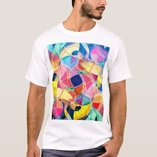 抽象芸術カラフル水色、ファンタスティック背景 Tシャツ (正面)