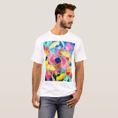 抽象芸術カラフル水色、ファンタスティック背景 Tシャツ (正面フル)
