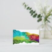 抽象芸術カラフル水色 名刺 (スタンド正面)