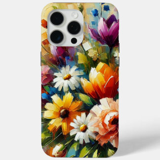 抽象芸術カラフル油彩画春の花 iPhone 15 PRO MAXケース