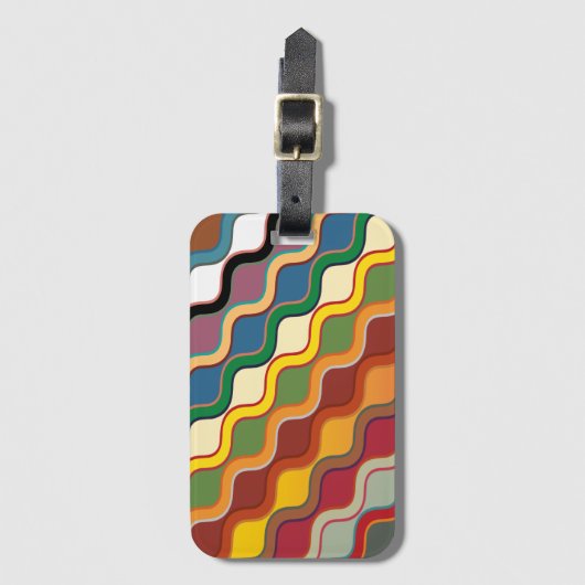 抽象芸術カラフル波ストライプ波 ラゲッジタグ (正面縦)