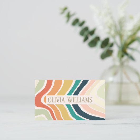 抽象芸術カラフル波形 名刺 (スタンド正面)