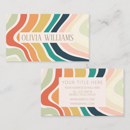 抽象芸術カラフル波形 名刺 (正面/裏面)