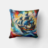 抽象芸術カラフル波海賊 クッション (裏面)