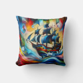 抽象芸術カラフル波海賊 クッション (正面)