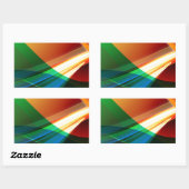 抽象芸術カラフル波 長方形シール (シート)