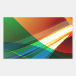 抽象芸術カラフル波 長方形シール