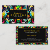 抽象芸術カラフル渦巻きステンドグラスの外観2b 名刺 (正面/裏面)