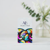 抽象芸術カラフル渦巻き型ステンドグラステンプレート 名刺 (スタンド正面)